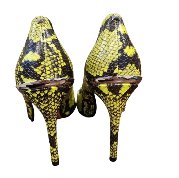 Ted Baker Izbelos neon yellow/green snakeskin heels - Picture 3 of 8
